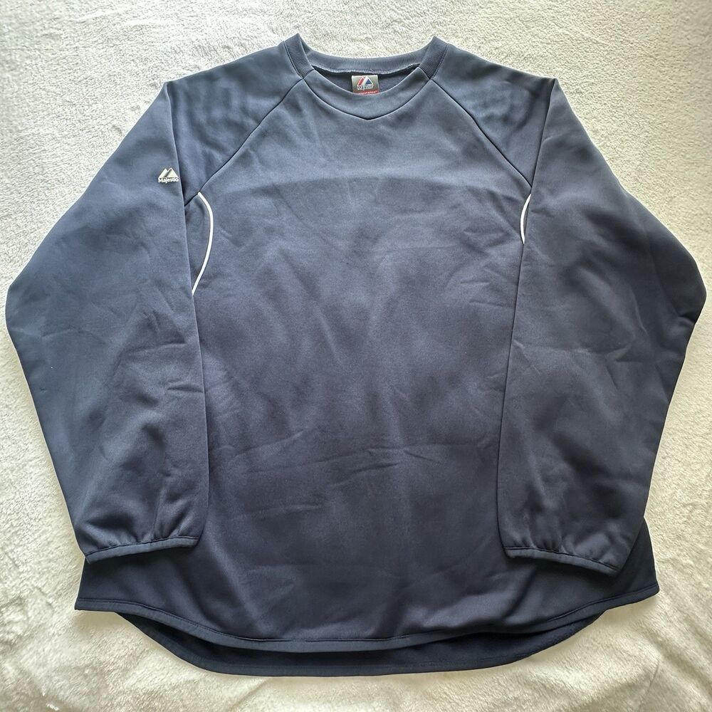 Majestic Therma Base Mens Size Large Long Sleeve Pullover Navy Athletic Shirt